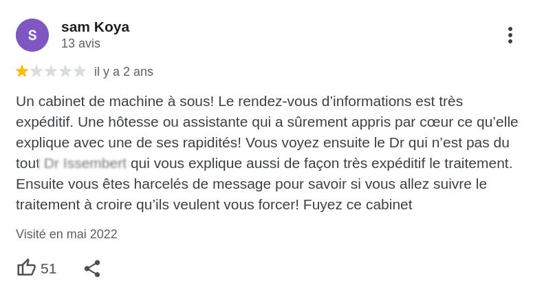 Des avis négatifs sont souvent très utiles pour éviter de mauvaises surprises...